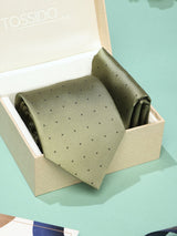 Green Geometric Necktie & Pocket Square Giftset