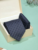 Blue Geometric Necktie & Pocket Square Giftset