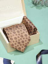 Gold Floral Necktie & Pocket Square Giftset