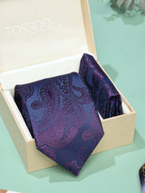 Purple Paisley Necktie & Pocket Square Giftset