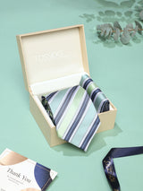 Green Stripe Necktie & Pocket Square Giftset