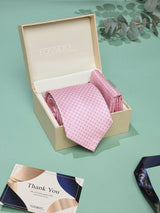 Pink Geometric Necktie & Pocket Square Giftset