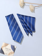 Blue Stripe Necktie & Pocket Square Giftset