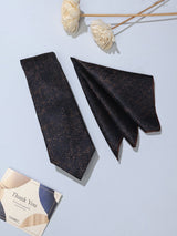 Black Abstract Necktie & Pocket Square Giftset