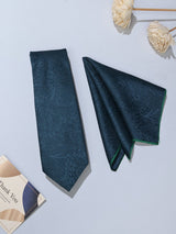 Teal Paisley Necktie & Pocket Square Giftset