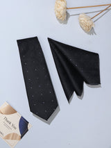 Black Floral Necktie & Pocket Square Giftset