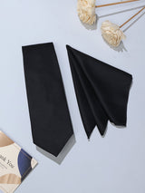 Black Solid Necktie & Pocket Square Giftset