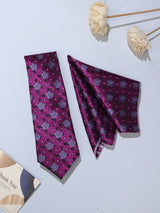 Purple Floral Necktie & Pocket Square Giftset
