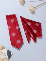 Red Floral Necktie & Pocket Square Giftset