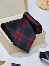 Blue Check Necktie & Pocket Square Giftset