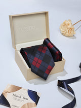 Blue Check Necktie & Pocket Square Giftset