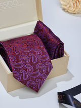 Purple Paisley Necktie & Pocket Square Giftset