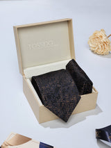 Black Abstract Necktie & Pocket Square Giftset