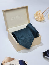Teal Paisley Necktie & Pocket Square Giftset