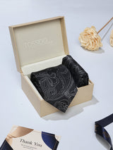 Black Paisley Necktie & Pocket Square Giftset