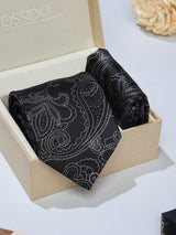 Black Paisley Necktie & Pocket Square Giftset