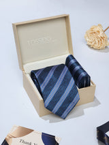 Blue Stripe Necktie & Pocket Square Giftset