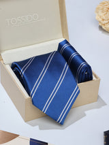 Blue Stripe Necktie & Pocket Square Giftset