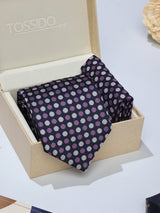 Purple Polka Necktie & Pocket Square Giftset