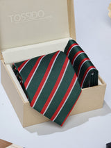 Green Stripe Necktie & Pocket Square Giftset