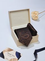 Brown Paisley Necktie & Pocket Square Giftset
