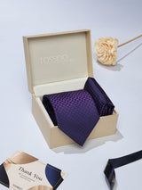 Purple Geometric Necktie & Pocket Square Giftset