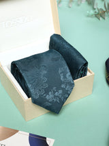 Teal Floral Necktie & Pocket Square Giftset