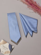 Blue Geometric Necktie & Pocket Square Giftset