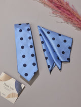 Blue Polka Necktie & Pocket Square Giftset