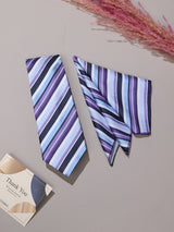 Purple Stripe Necktie & Pocket Square Giftset