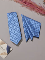 Blue Geometric Necktie & Pocket Square Giftset