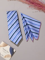 Blue Stripe Necktie & Pocket Square Giftset