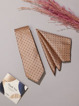 Peach Geometric Necktie & Pocket Square Giftset