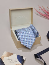 Blue Geometric Necktie & Pocket Square Giftset