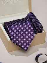 Purple Geometric Necktie & Pocket Square Giftset