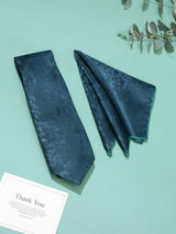 Teal Floral Necktie & Pocket Square Giftset