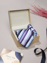 Purple Stripe Necktie & Pocket Square Giftset