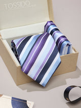 Purple Stripe Necktie & Pocket Square Giftset