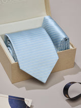 Blue Stripe Necktie & Pocket Square Giftset