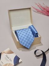 Blue Geometric Necktie & Pocket Square Giftset