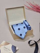 Blue Polka Necktie & Pocket Square Giftset