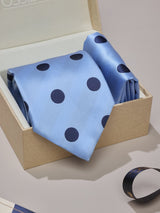 Blue Polka Necktie & Pocket Square Giftset