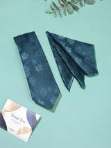 Teal Floral Necktie & Pocket Square Giftset