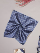 Blue Geometric Jacquard Pocket Square