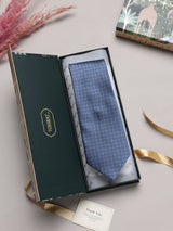Steel Blue Checks Broad + Long Necktie