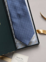 Steel Blue Checks Broad + Long Necktie