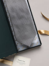 Grey Geometric Broad + Long Necktie