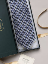 Navy Blue Abstract Broad + Long Necktie