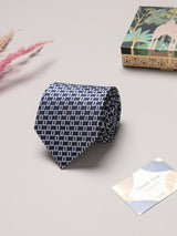 Navy Blue Abstract Broad + Long Necktie