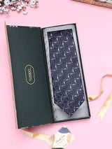 Navy Blue Geometric Broad + Long Necktie